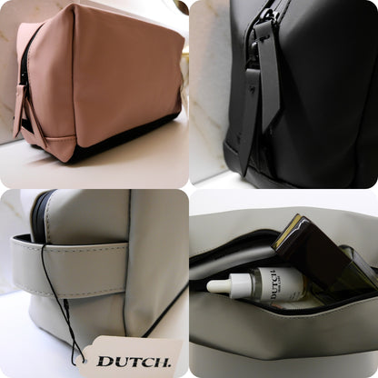 Luxe Toilettas (mat zwart/stone/roze)